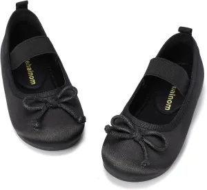 Hehainom Toddler Girls Dress Shoes Flower Girl Toddler Flats Wedding Church Party Bow Little Kids Mary Jane Shoes
