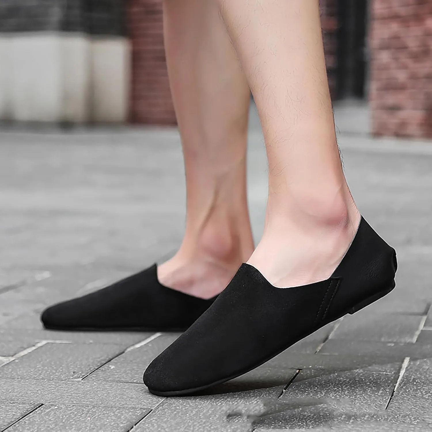 Helenbra Men's Soft Leather Slip On Flat Loafer,Fashion Closed Toe Handmade Stitching Extra Soft Comfort Walking Driving Shoes Casual Flats