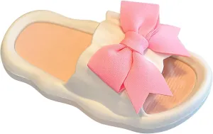 Kids Comfy Cloud Slide Sandals Girls Summer Non-Slip Thick Sole Slides Slippers with Bow for Beach Girls Teal Slippers