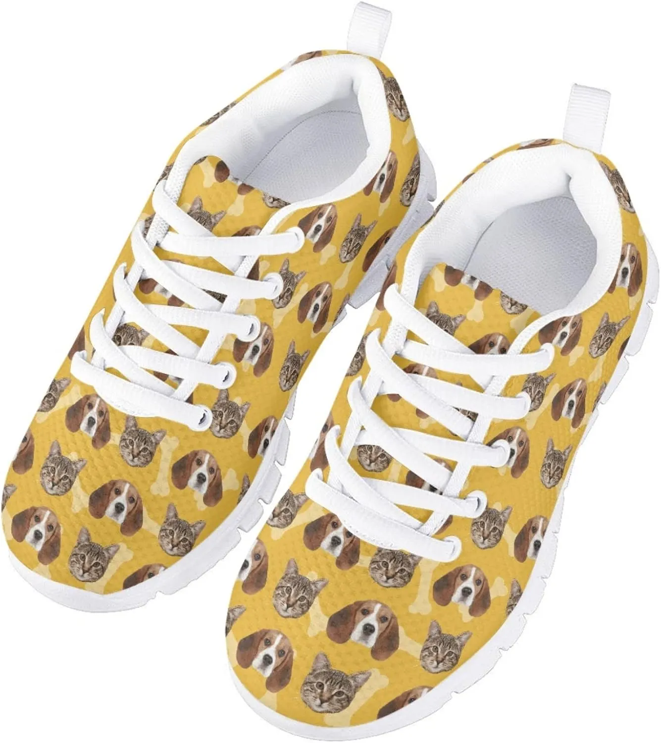 Kids Mesh Sneakers Graphic Cat Dog Print Cute Running Tennis Shoes for Girls and Boys
