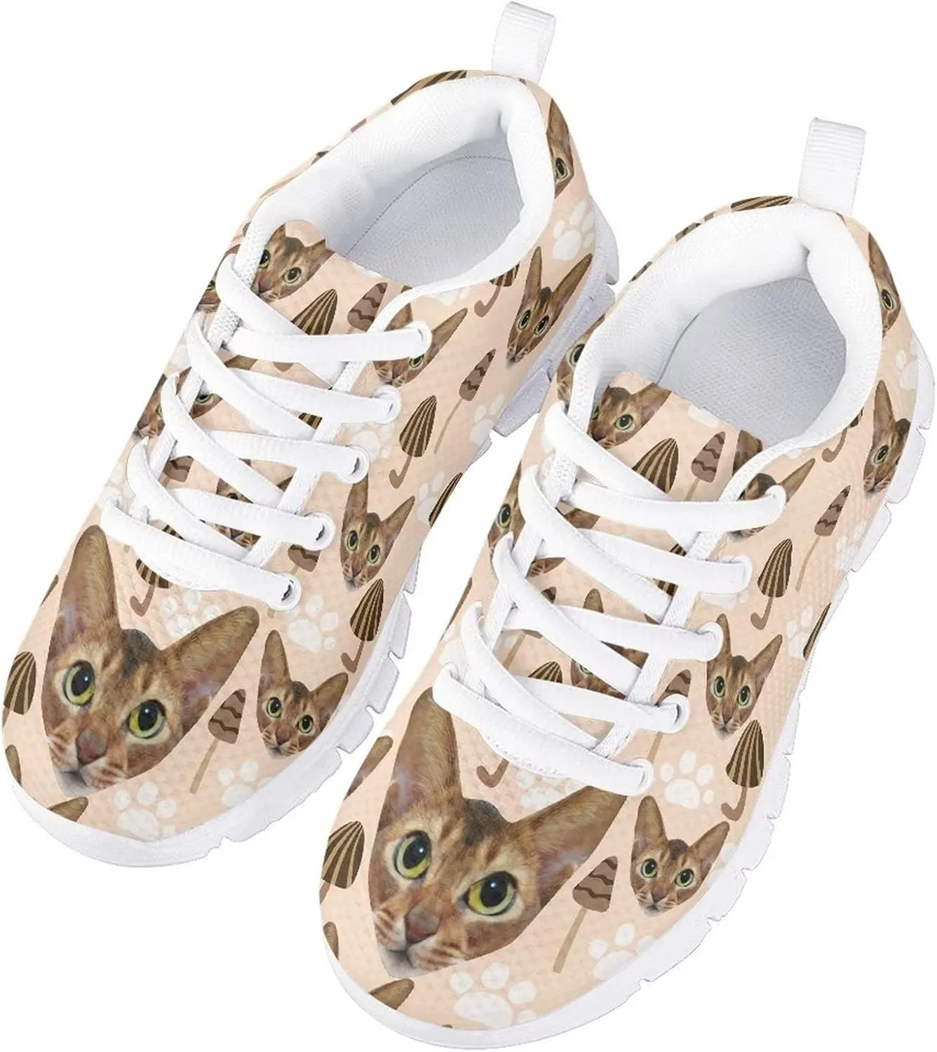 Kids Mesh Sneakers Graphic Cat Dog Print Cute Running Tennis Shoes for Girls and Boys