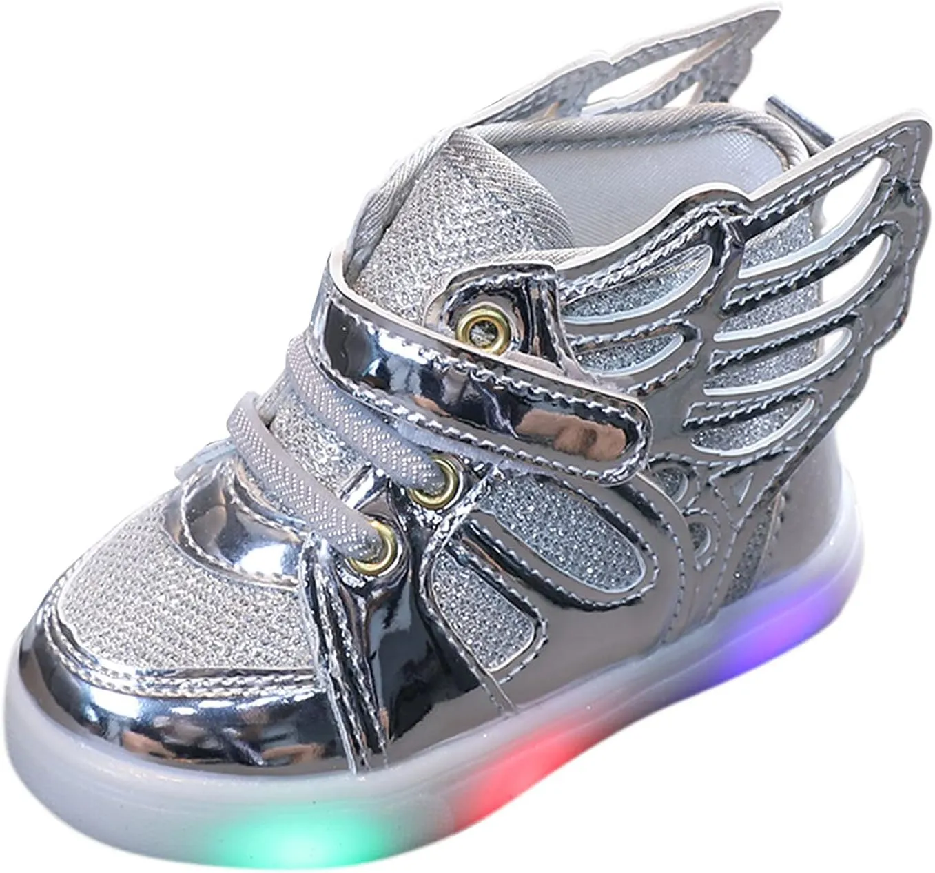 Kids Sneakers 1-6 Years Children Baby Girls Boys Sneakers Bling Led Light Fashion Lace Up Sport Shoes White Sneakers