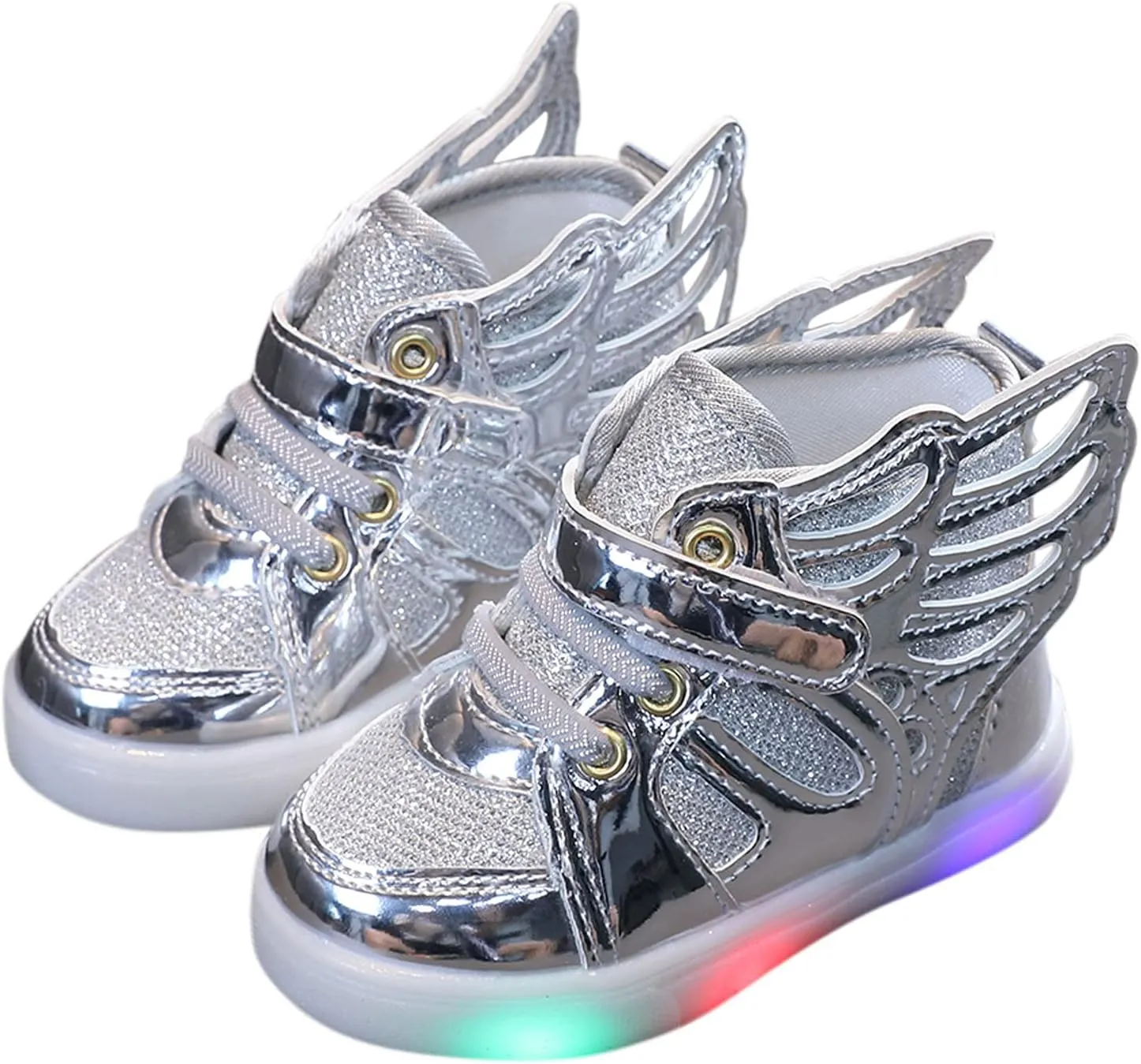 Kids Sneakers 1-6 Years Children Baby Girls Boys Sneakers Bling Led Light Fashion Lace Up Sport Shoes White Sneakers