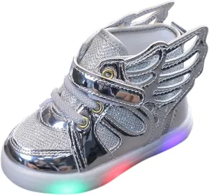 Kids Sneakers 1-6 Years Children Baby Girls Boys Sneakers Bling Led Light Fashion Lace Up Sport Shoes White Sneakers