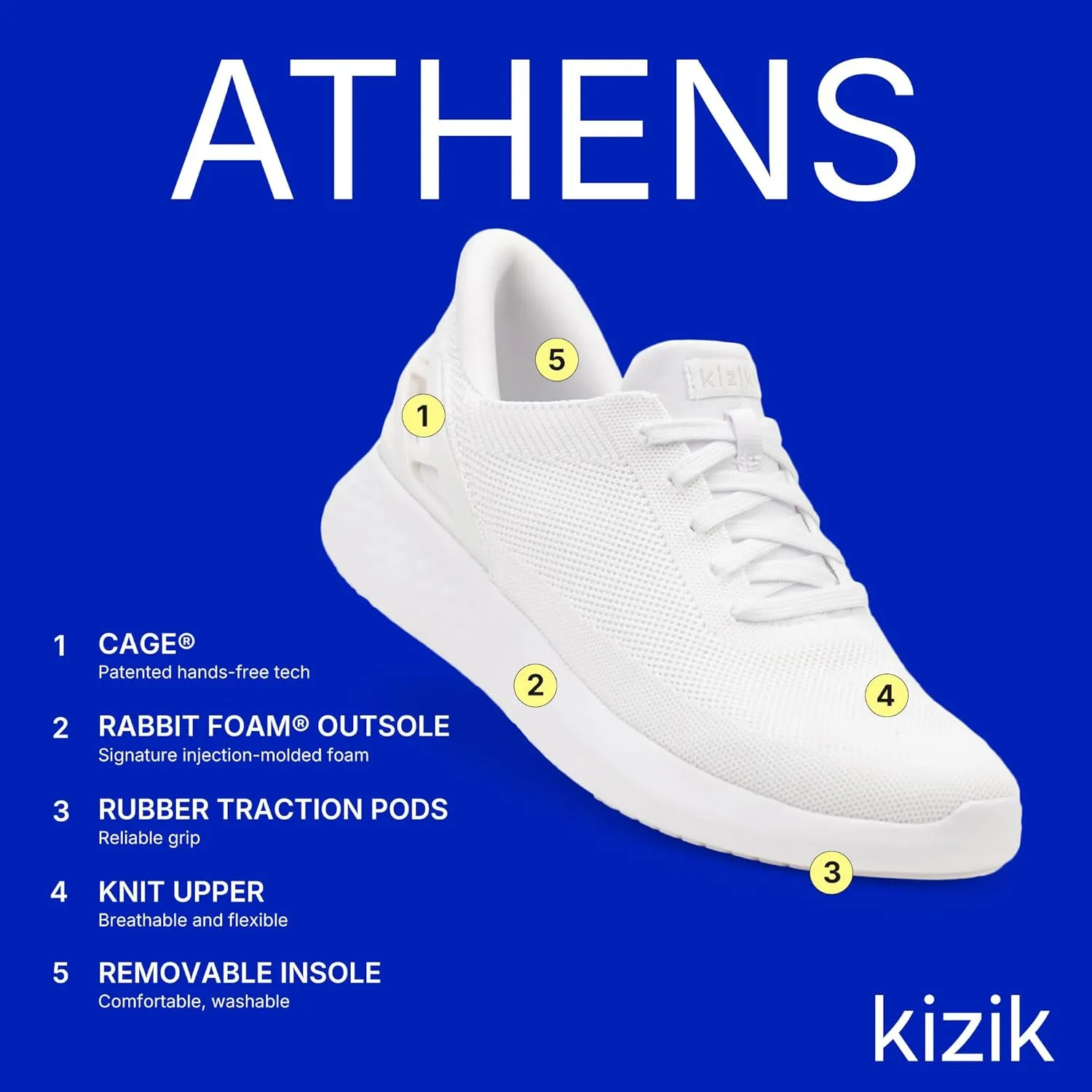 Kizik Shoes: Athens Comfortable Breathable Knit Slip On Sneakers, Convenient Hands Free | Walking Shoes for Men, Women and Elderly | Stylish, Orthopedic Shoes for Everyday and Travel