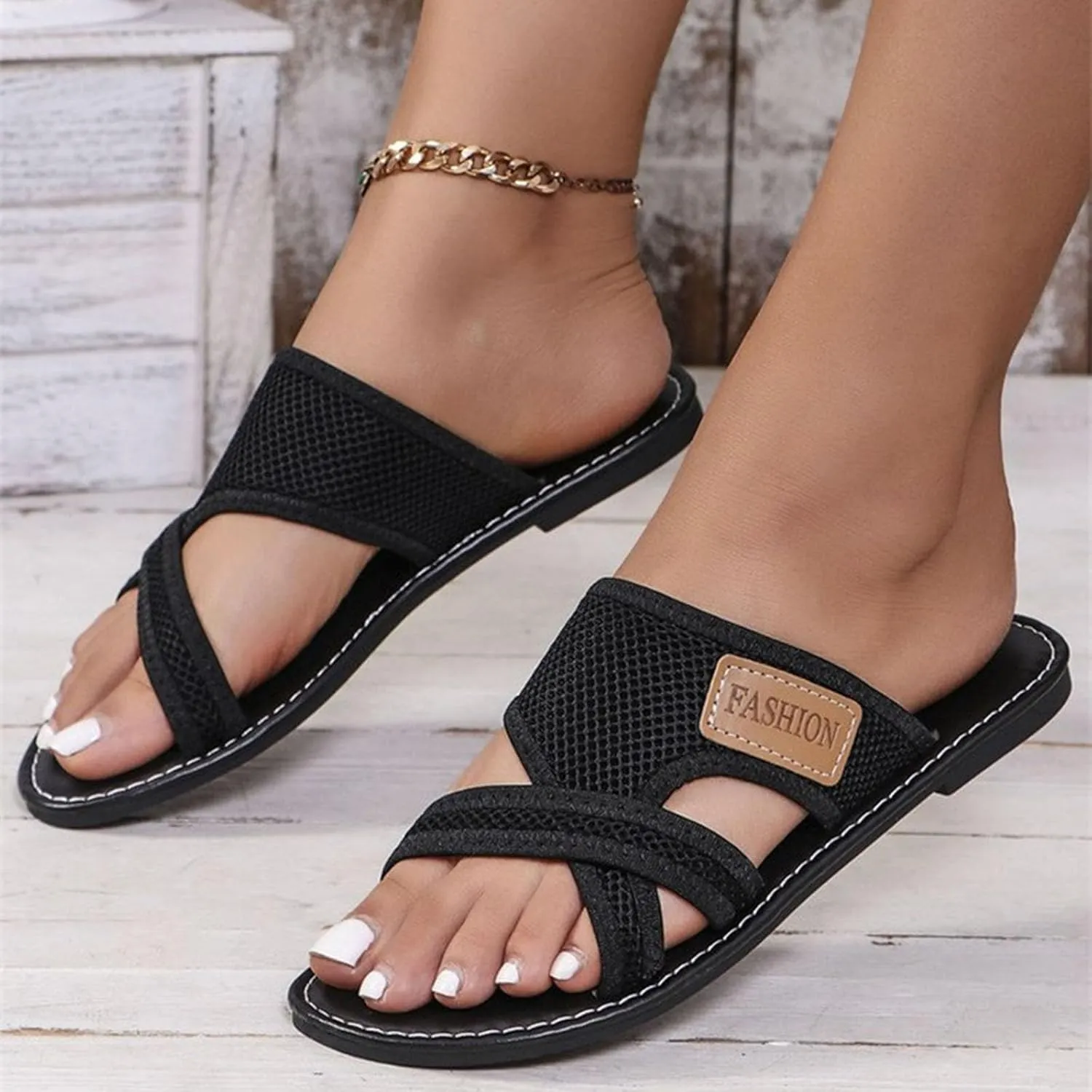Ladies Summer Casual Beach Flat Bottom Set Foot Large Size Sandals Summer Flat Sandals for Women