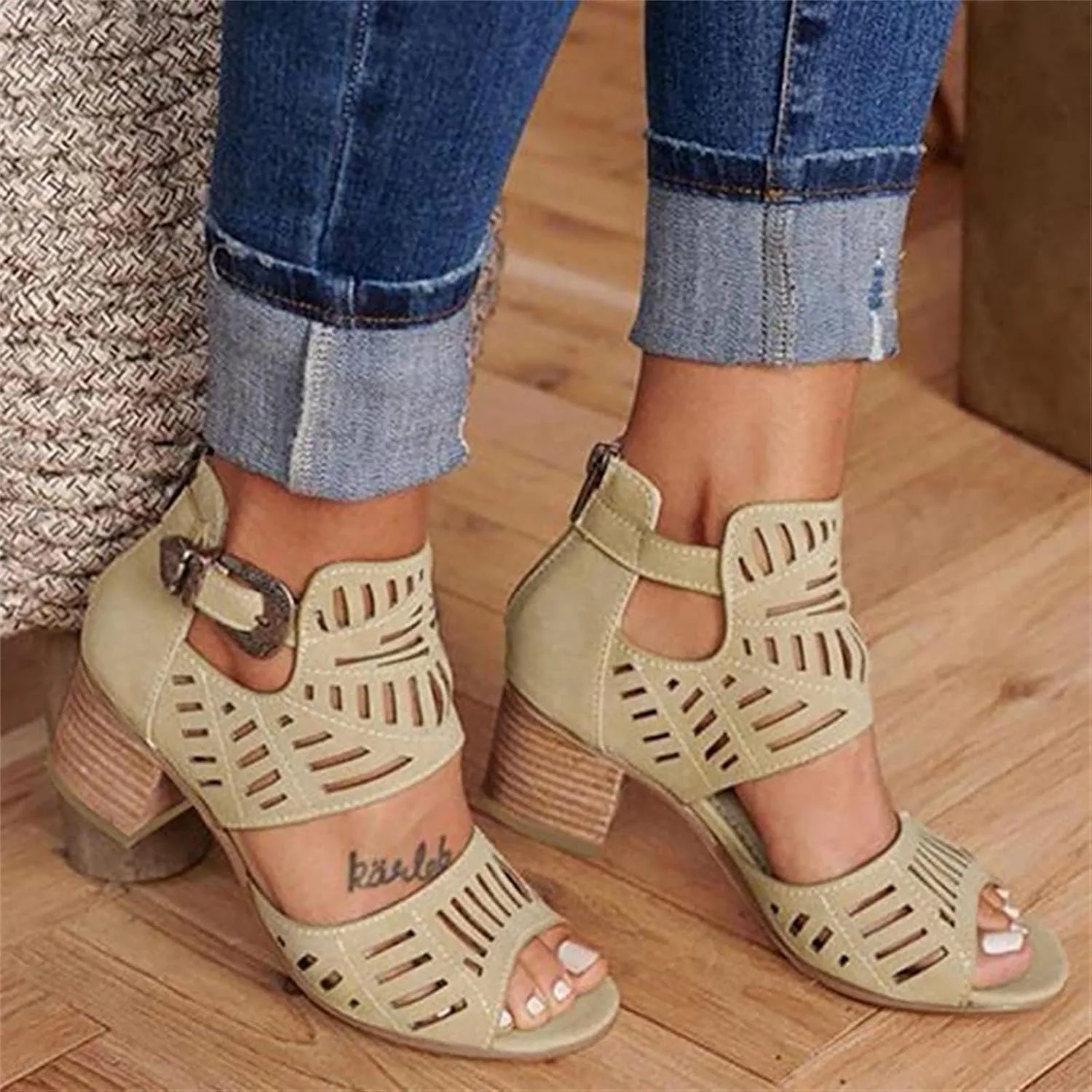 Ladmiple Summer Sandals for Women 2023 Comfy Platform Cutout Wedge Sandal Open Toe Ankle Strap High Heeled Wedges Shoes