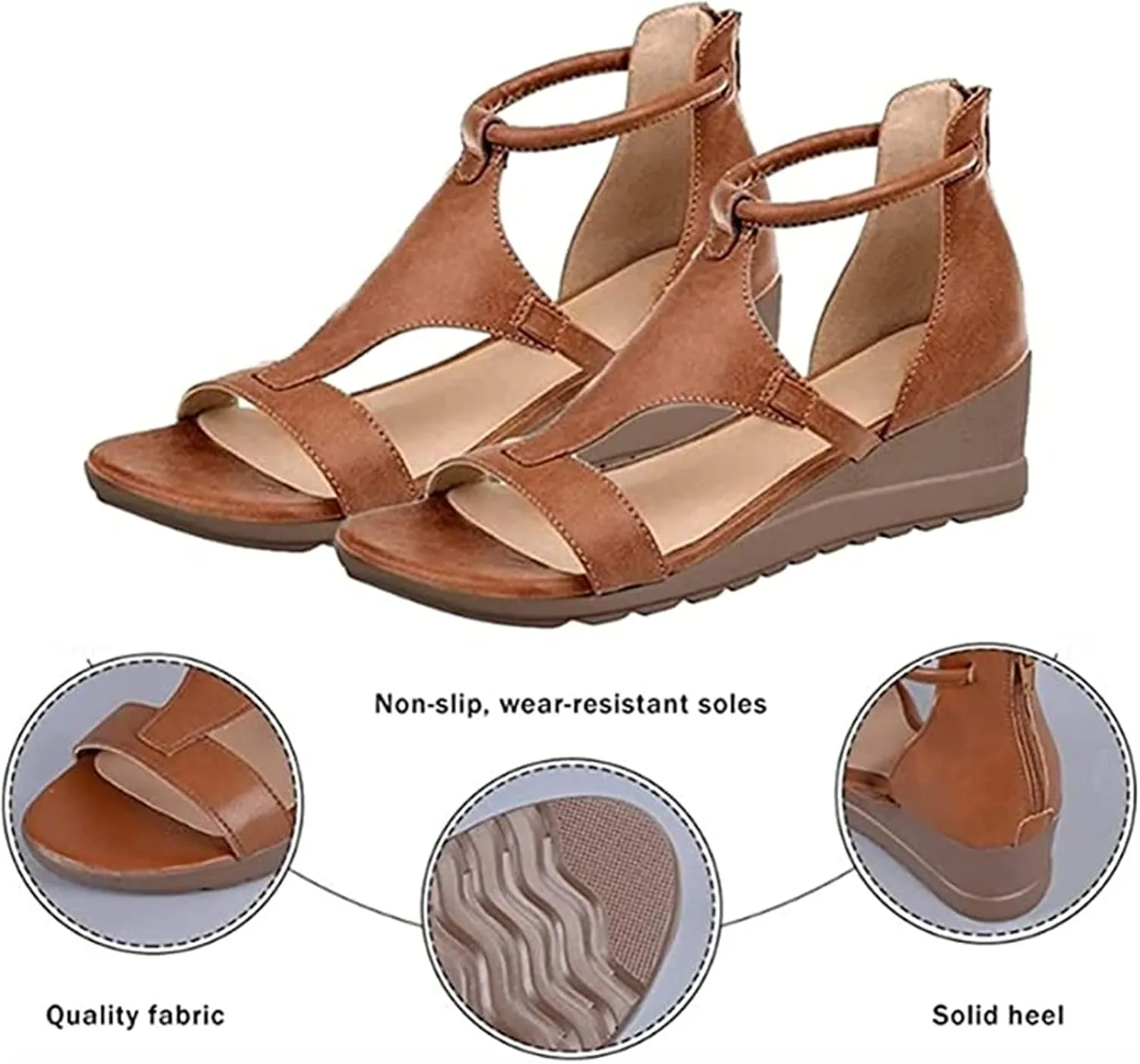 Ladmiple Summer Sandals for Women 2023 Platform Ankle Buckle Strap Wedge Sandals Open Toe Comfy Party High Heeled Shoes