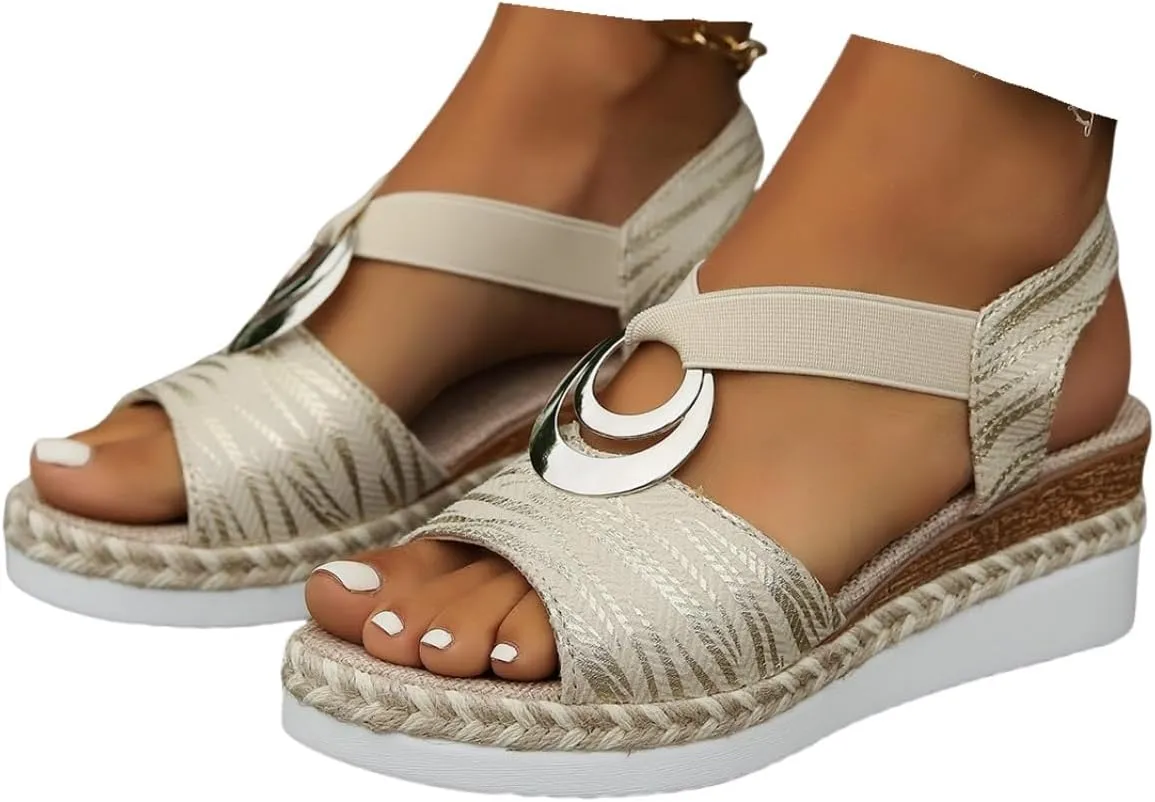 Ladmiple Summer Sandals for Women 2023 Platform Ankle Strap Wedge Sandals Open Toe Comfy Slip On Strappy Wedges Sandal