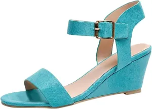 Ladmiple Wedge Sandals for Women Dressy 2023 Comfy Slip-On Ankle Strap Sandal Summer Casual Beach Shoe Open Toe Platform
