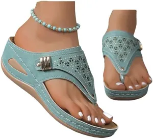 Ladmiple Womens Sandals Comfortable Dressy Arch Support Orthopedic Slippers Summer Vintage Slip On Orthotic Thong Flip Flops
