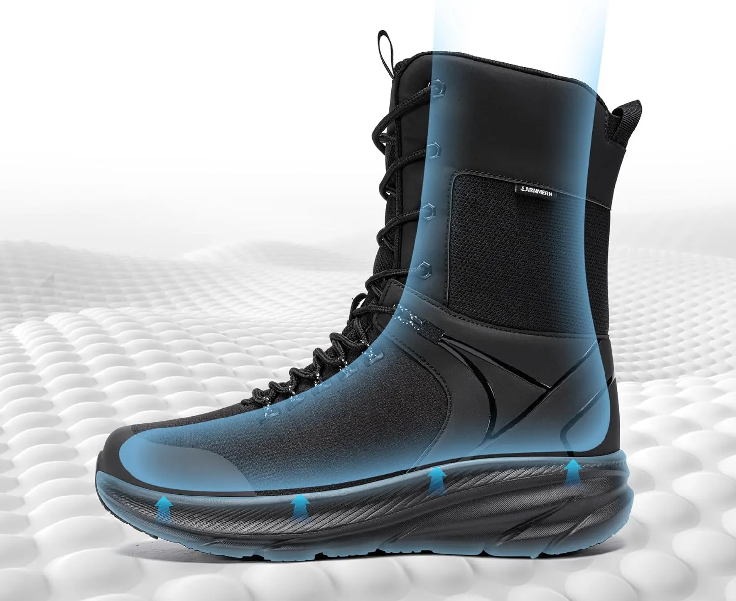 LARNMERN Non Slip Tactical Work Boots Men Military Hiking Boots Slip Resistant 8 Inches Indutrial Construction Sneakers Light and Comfy