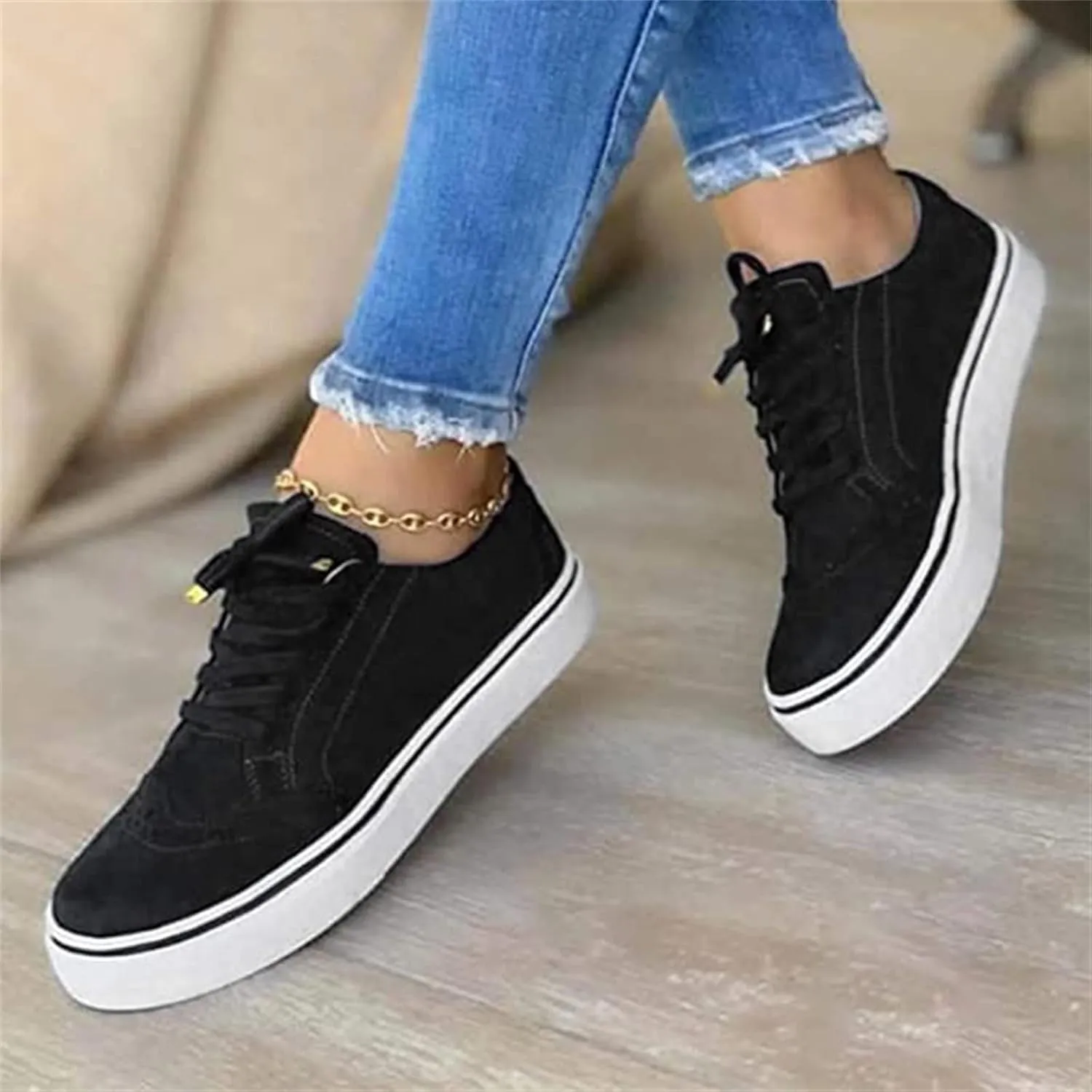 Lausiuoe Christmas Shoes For Women Flats Loafers Slip On Fashion Canvas Sneakers Casual Comfort Non-Slip Walking Shoes