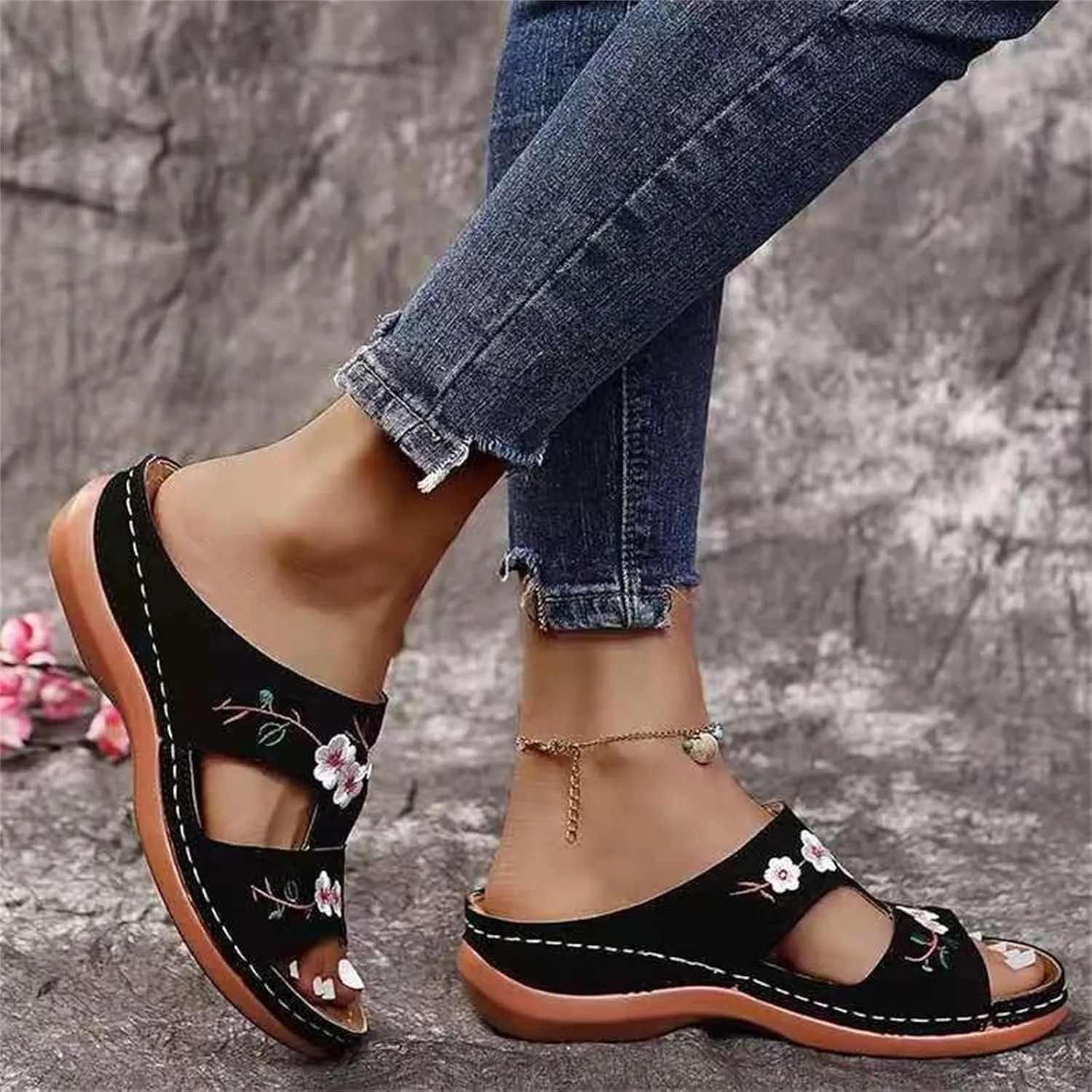 Lausiuoe Dress Sandals For Women Orthotic Dressy Summer Orthopedic Slides Comfy Casual Soft Walking Shoes With Arch Support