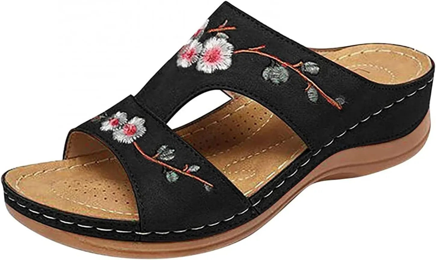 Lausiuoe Dress Sandals For Women Orthotic Dressy Summer Orthopedic Slides Comfy Casual Soft Walking Shoes With Arch Support