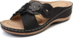 Lausiuoe Sandals Women Comfortable Dressy Wedge Orthopedic Slippers Orthotic Flip Flops with Arch Support for Flat Feet