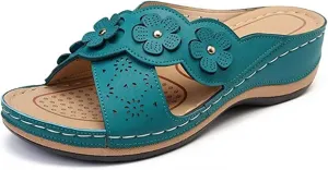 Lausiuoe Sandals Women Comfortable Dressy Wedge Orthopedic Slippers Orthotic Flip Flops with Arch Support for Flat Feet