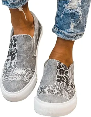 Lausiuoe Shoes For Women Sneakers Cute Fashion Canvas Walking Shoes Non-Slip Casual Low Top Soft Slip On Flat Loafers