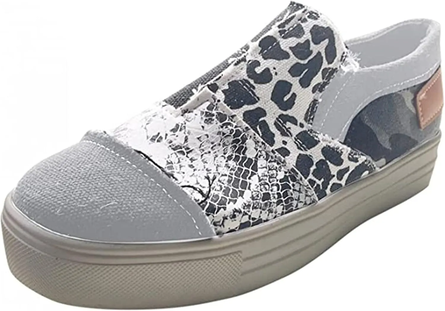Lausiuoe Shoes For Women Sneakers Cute Fashion Canvas Walking Shoes Non-Slip Casual Low Top Soft Slip On Flat Loafers
