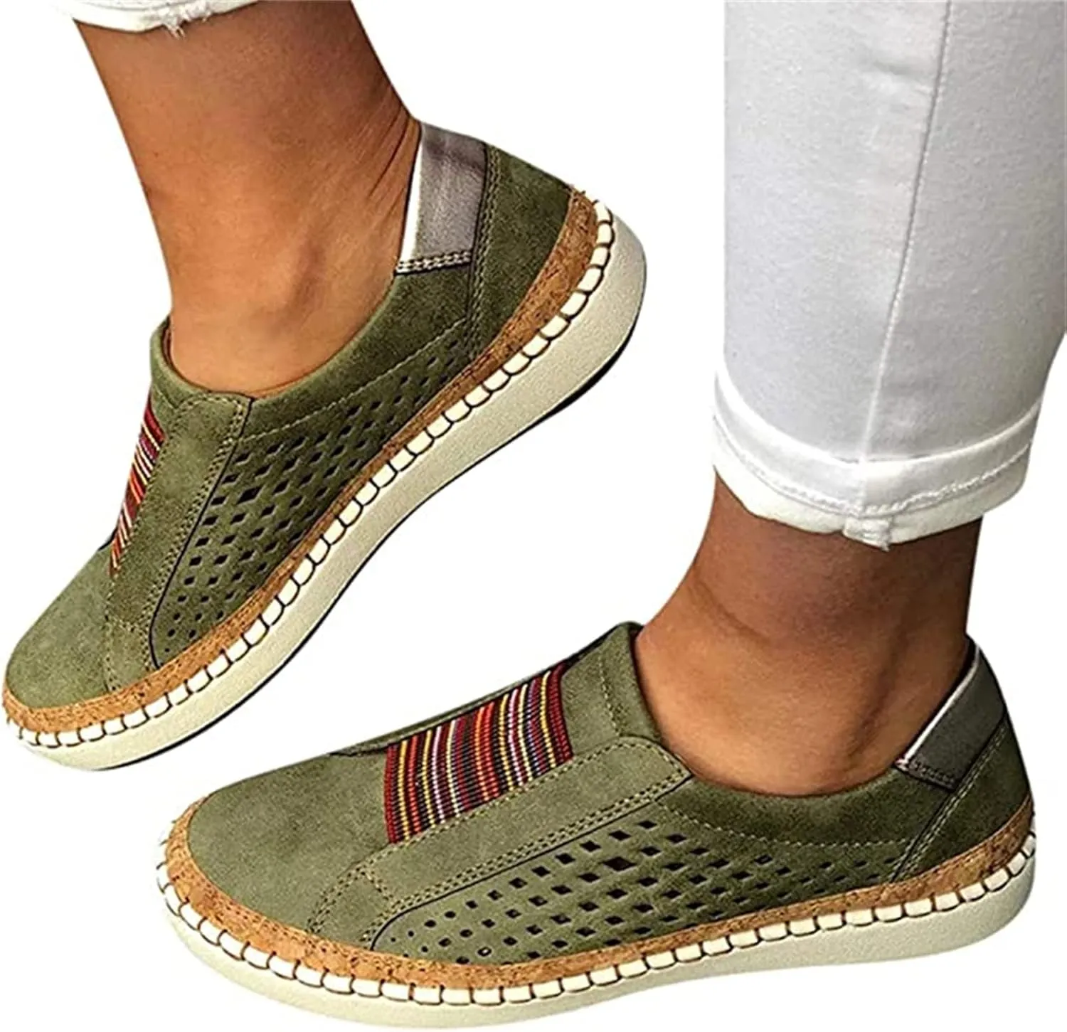 Lausiuoe Sneakers For Women Walking Shoes Comfortable Canvas Sneakers Low Top Fashion Casual Soft Non-Slip Flat Loafers