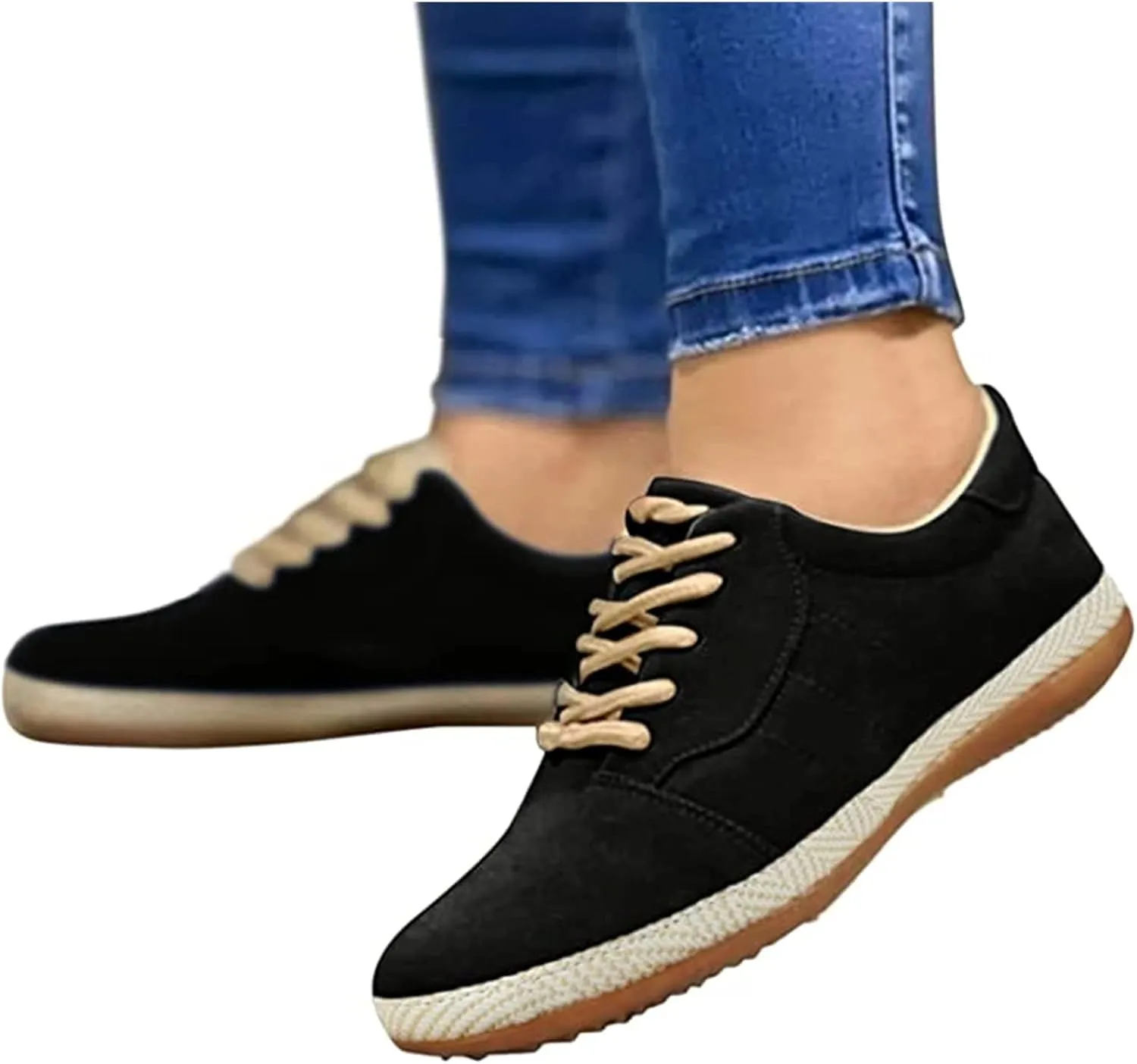 Lausiuoe Sneakers For Women Walking Shoes Comfortable Slip On Fashion Canvas Sneakers Casual Soft Non-Slip Flat Loafers