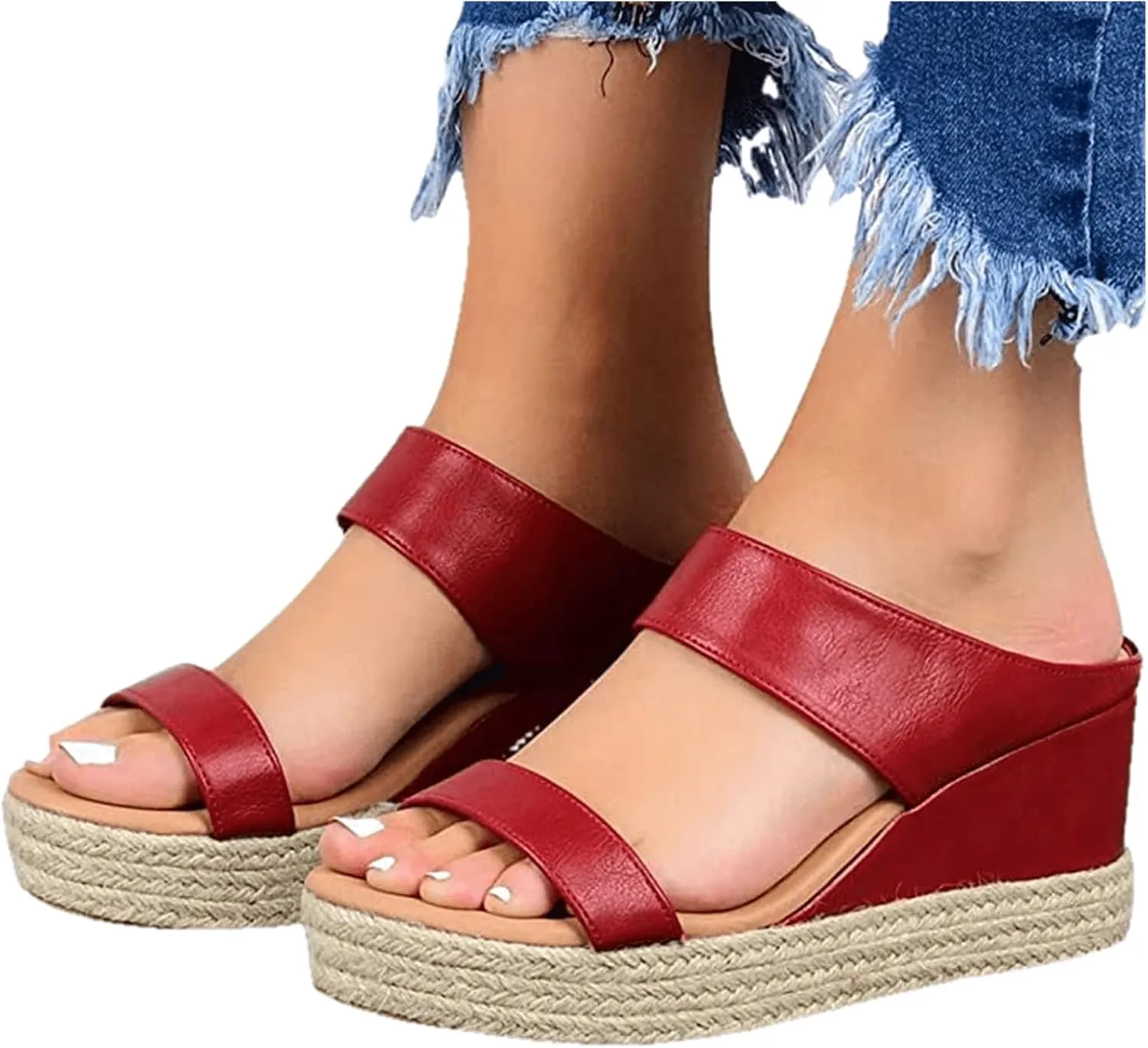 Lausiuoe Wedge Sandals for Women,Womens Open Toe Flatform Platform Sandals Dressy Summer Rhinestone Gladiator Shoes