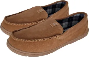 Life is Good Men's Plain Toe Moccasin House Shoes, 302792M - Suede Close Back Indoor/Outdoor Slip-Ons - Comfy & Durable Loafers with Cushioned Footbed & TPR Outsoles