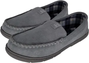 Life is Good Men's Plain Toe Moccasin House Shoes, 302792M - Suede Close Back Indoor/Outdoor Slip-Ons - Comfy & Durable Loafers with Cushioned Footbed & TPR Outsoles