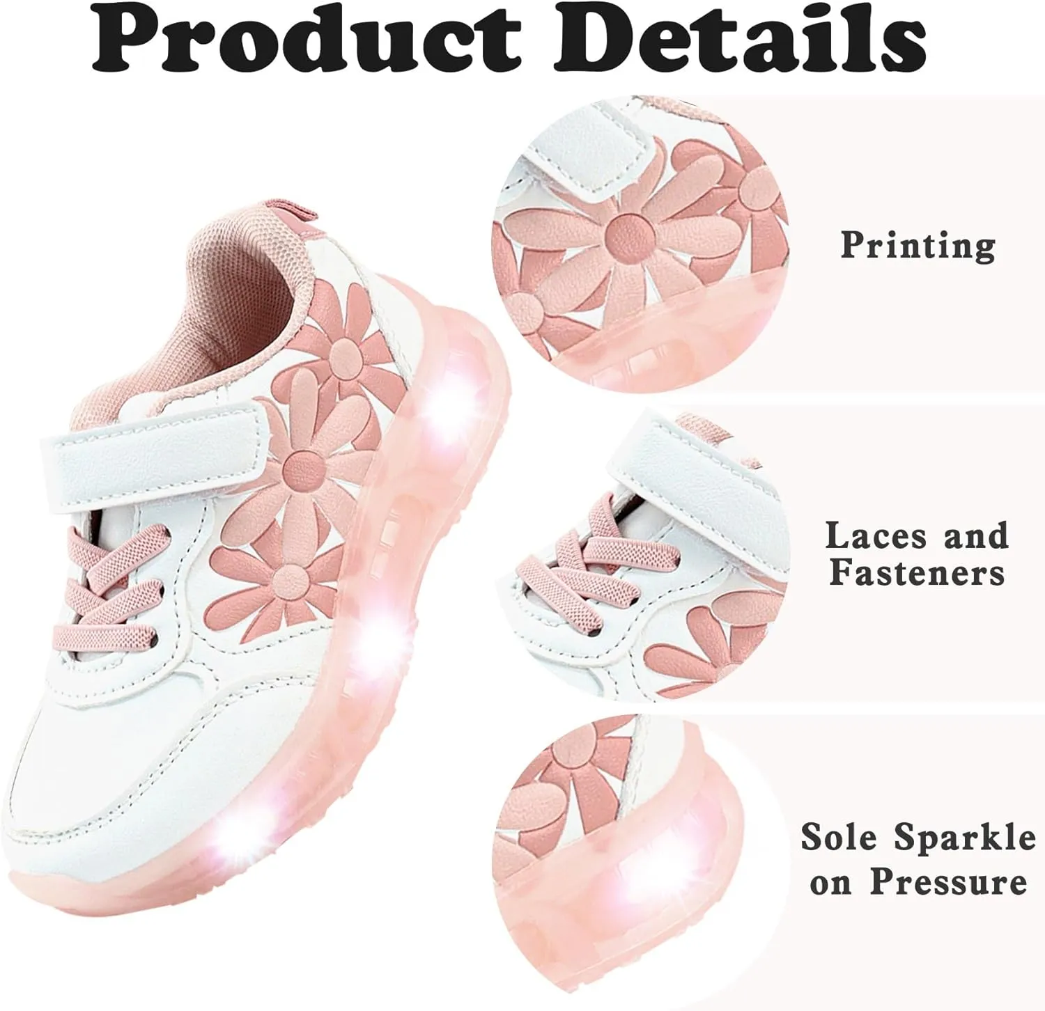 Light Up Shoes for Toddler Girls LED Flashing Lightweight Kids Sneakers Comfortable Wearing and Cute Appearance