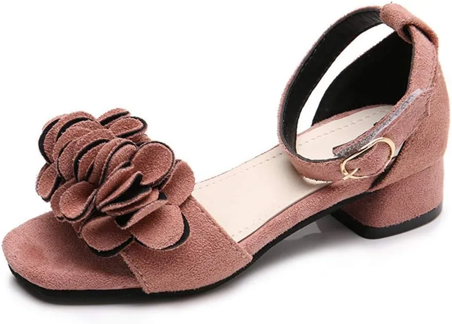Little Big Girls Flower Middle High Heel Princess Sandals Kids Shoes Dress Platform Sandals