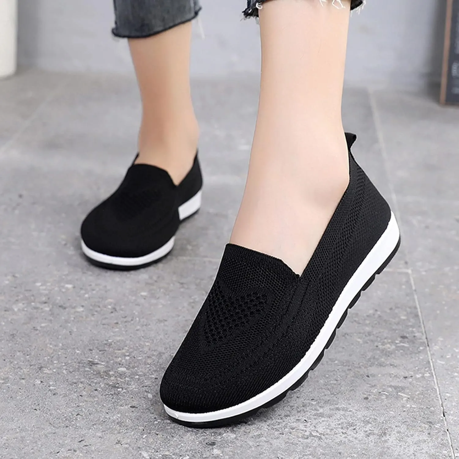 Loafers for Women Comfort Slip On Walking Shoes Wide Width Casual Sneaker Knit Dressy Comfortable Business Work Flat𝐬