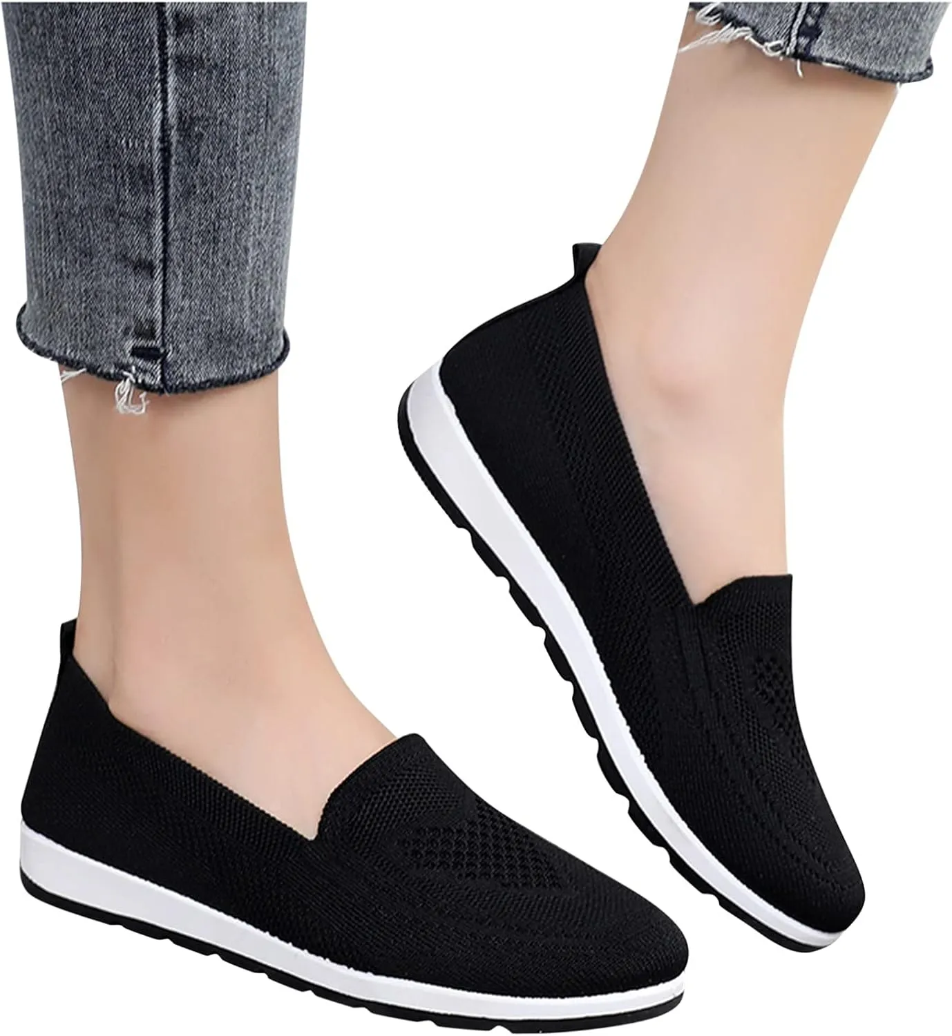 Loafers for Women Comfort Slip On Walking Shoes Wide Width Casual Sneaker Knit Dressy Comfortable Business Work Flat𝐬
