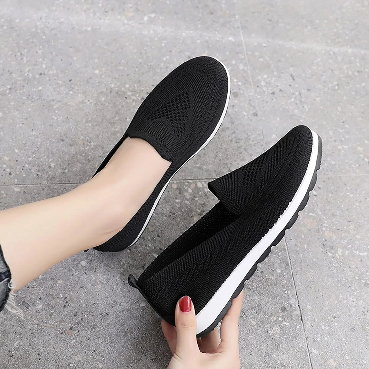 Loafers for Women Comfort Slip On Walking Shoes Wide Width Casual Sneaker Knit Dressy Comfortable Business Work Flat𝐬