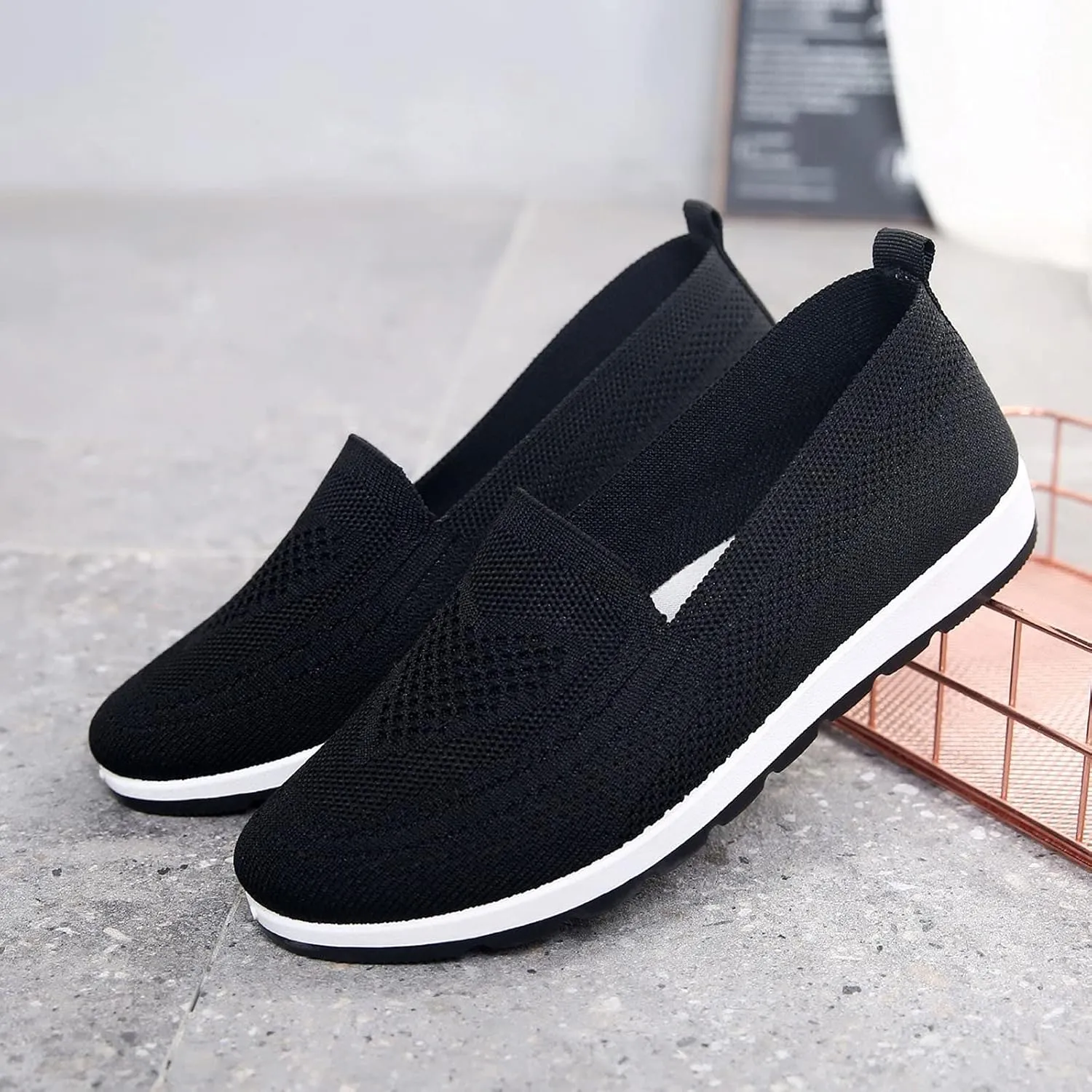 Loafers for Women Comfort Slip On Walking Shoes Wide Width Casual Sneaker Knit Dressy Comfortable Business Work Flat𝐬