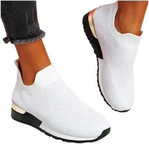 Masbird Fashion Shoes for Women Womens Fashion Sneakers Wide Width Running Flats Tennis Platform Walking Shoes Slip On Sneaker Sport Athletic Shoes White