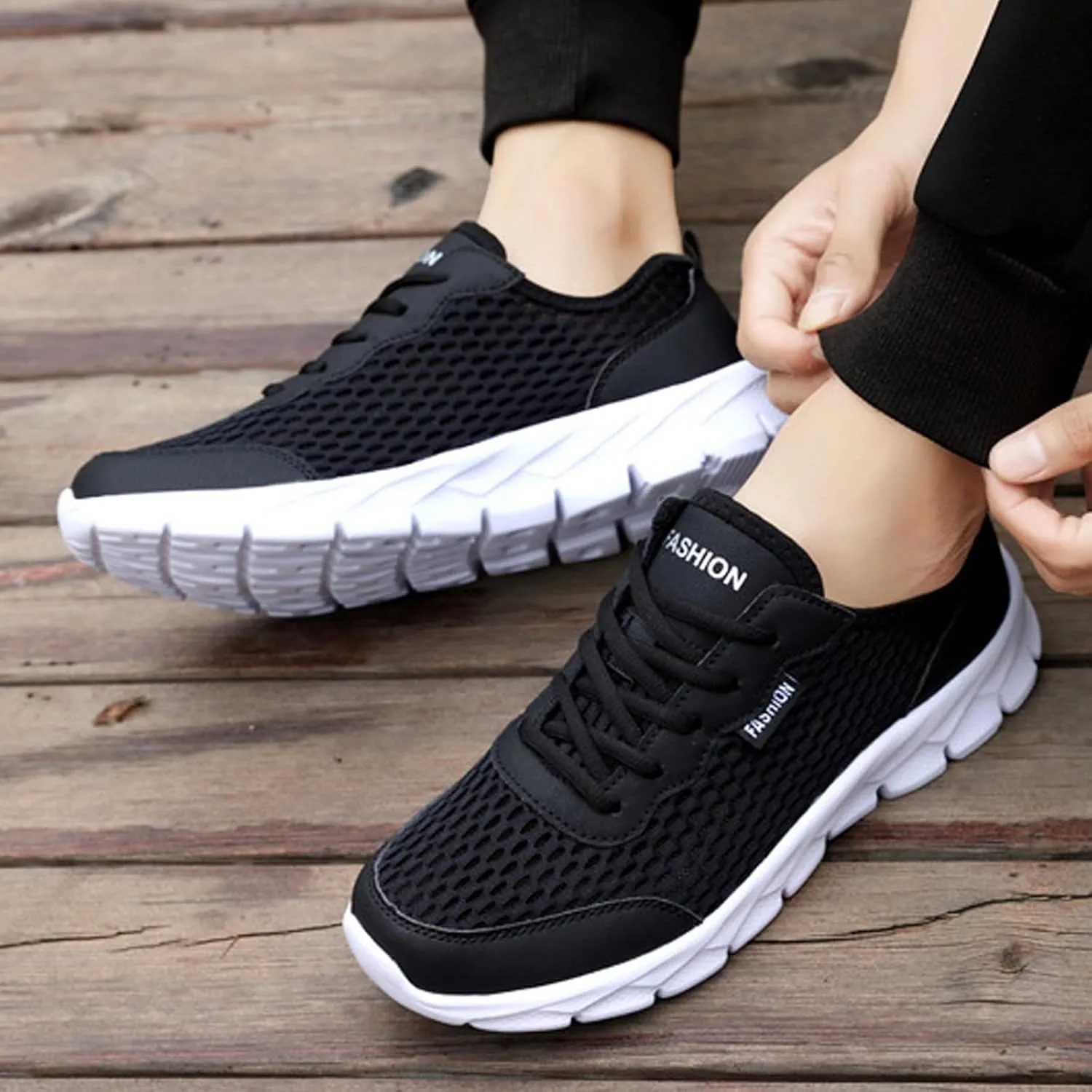 Men Lightweight Breathable Mesh Shoes Running Mesh Shoes Lace Up Casual Sneakers Mens Sneaker Slippers