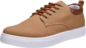 Men Low Top Canvas Walking Shoes Lace-Up Fashion Casual Sneakers Wide Width Breathable Sport Shoes Slip On Platform Sneakers