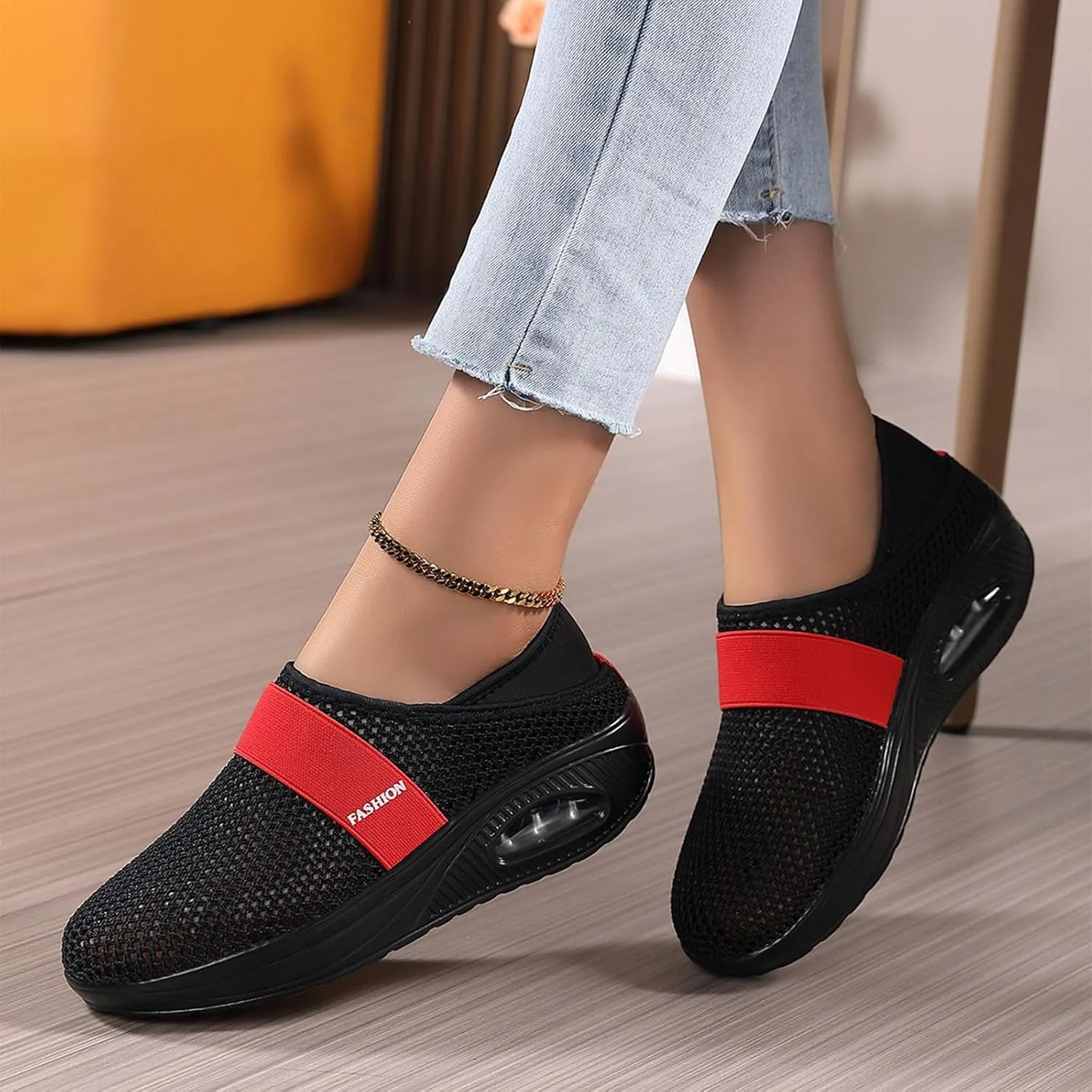 Men Slip on Walking Shoes Air Cushion Casual Dressy Memory Foam Breathable Fashion Sneakers Non Slip Arch Support Cushioning Athletic Running Shoes
