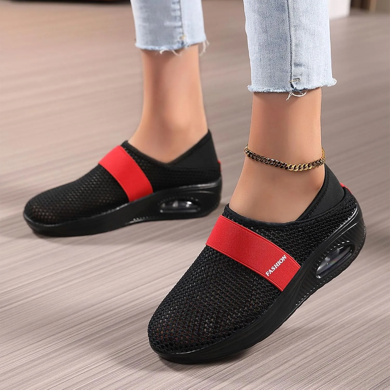 Men Slip on Walking Shoes Air Cushion Casual Dressy Memory Foam Breathable Fashion Sneakers Non Slip Arch Support Cushioning Athletic Running Shoes
