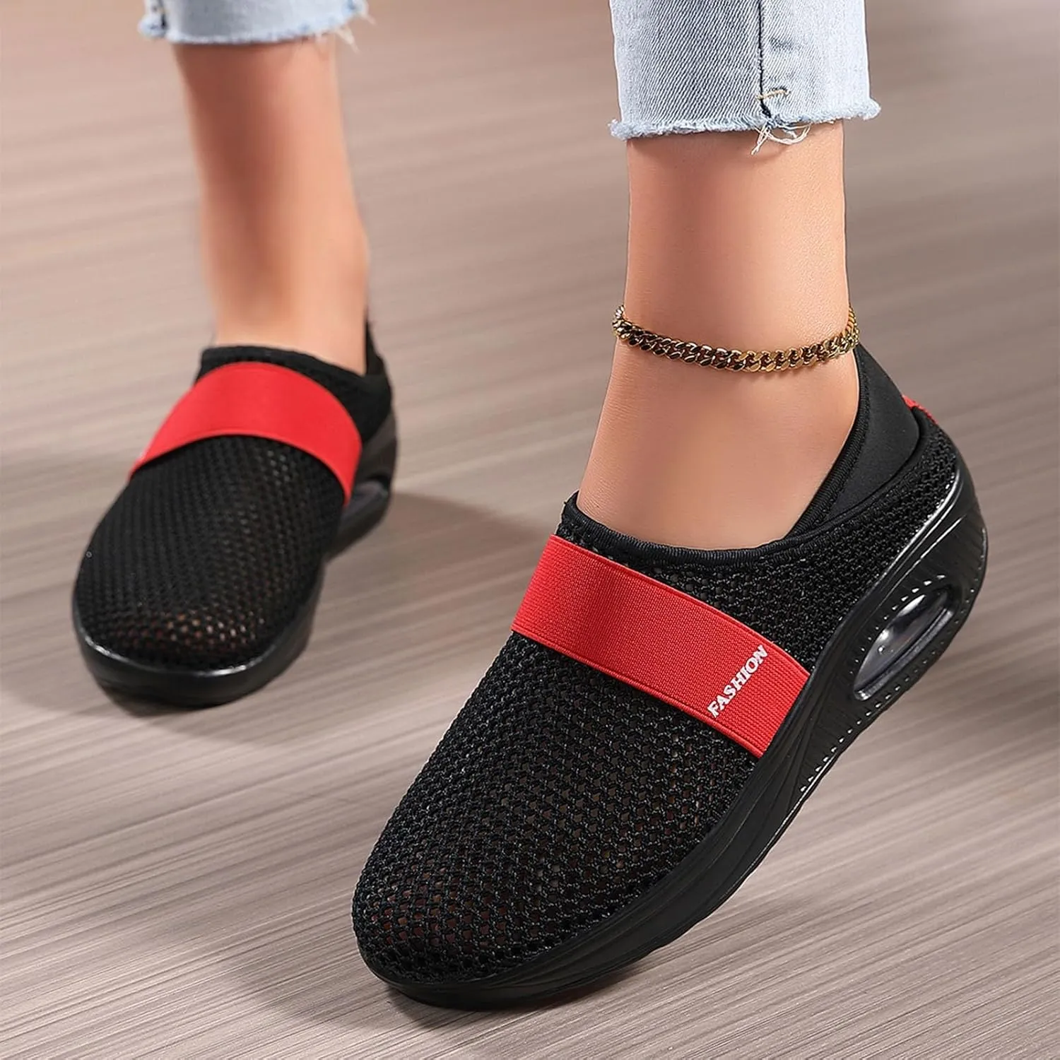 Men Slip on Walking Shoes Air Cushion Casual Dressy Memory Foam Breathable Fashion Sneakers Non Slip Arch Support Cushioning Athletic Running Shoes