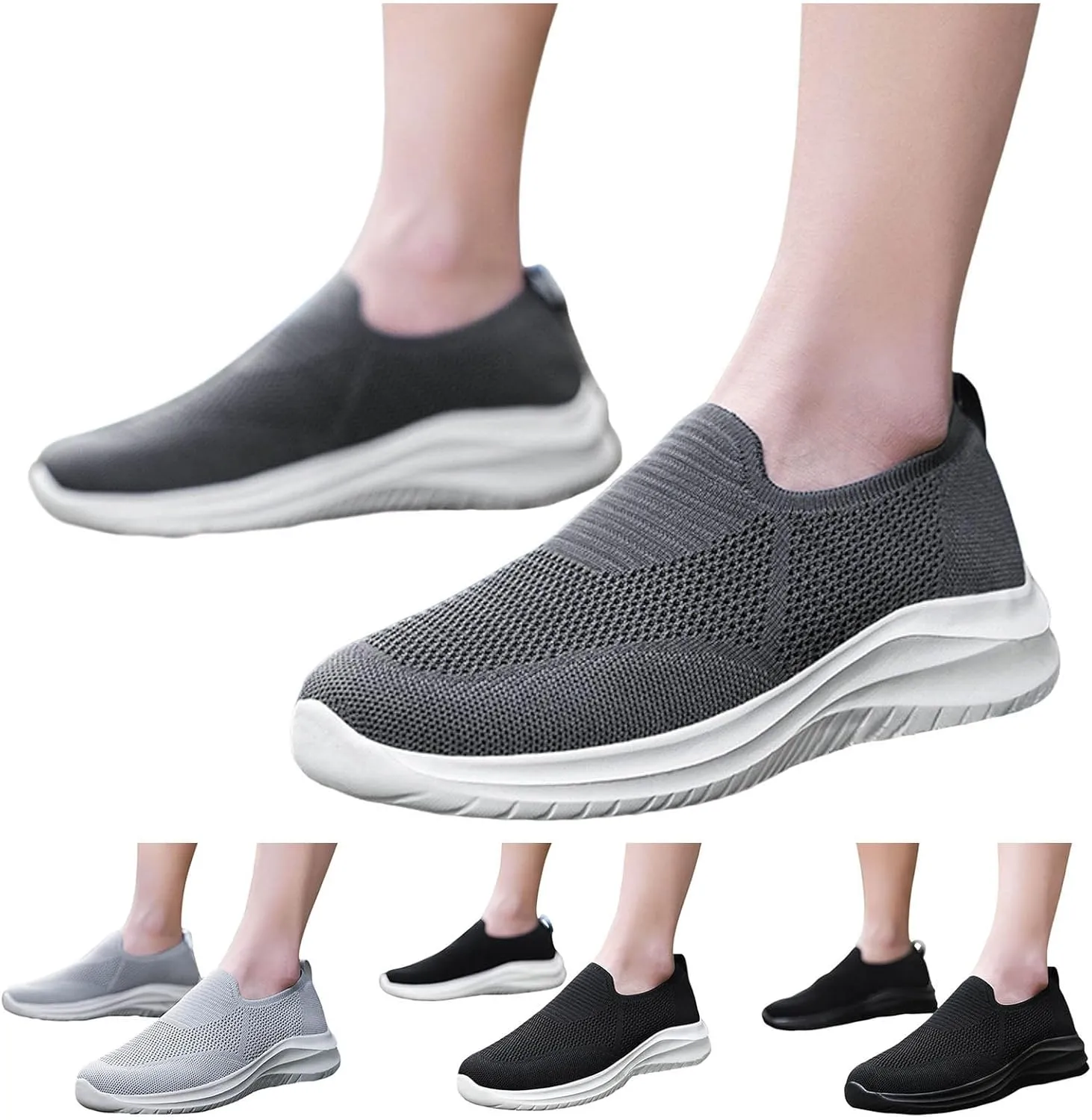Men Sports Shoes Fashionable New Pattern Simple and Pure Color Mesh Breathable Sneaker Slippers for Men