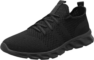Mens Breathable Cushion Running Shoes Lightweight Comfy Sole Walking Shoes with Arch Support Low Top Mesh Tennis Shoe for Men Lace up Casual Work Sneakers Daily Work Shoe Men