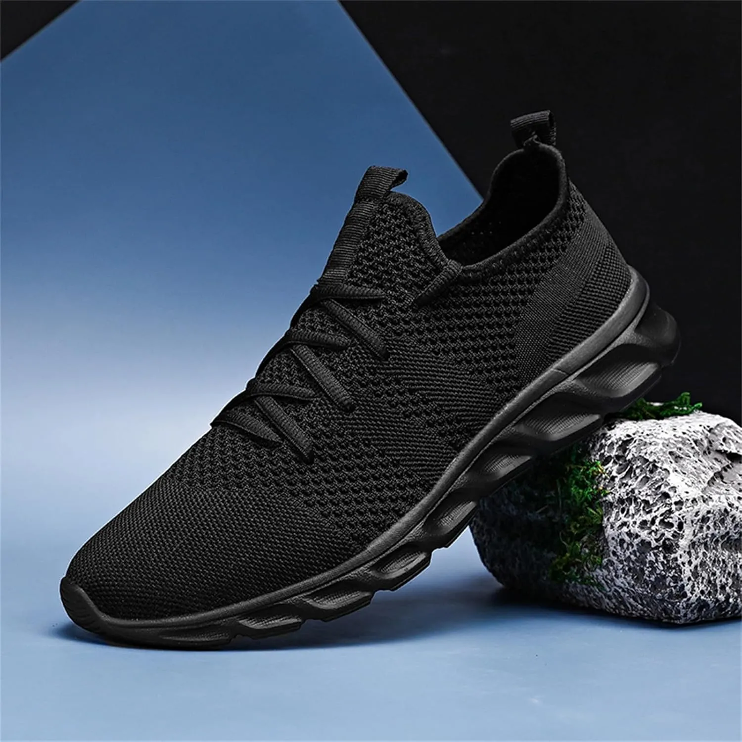 Mens Breathable Cushion Running Shoes Lightweight Comfy Sole Walking Shoes with Arch Support Low Top Mesh Tennis Shoe for Men Lace up Casual Work Sneakers Daily Work Shoe Men