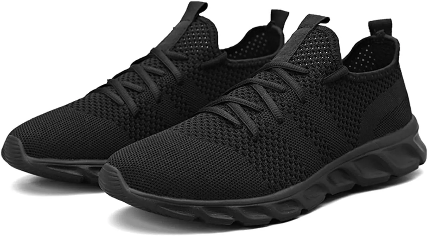 Mens Breathable Cushion Running Shoes Lightweight Comfy Sole Walking Shoes with Arch Support Low Top Mesh Tennis Shoe for Men Lace up Casual Work Sneakers Daily Work Shoe Men