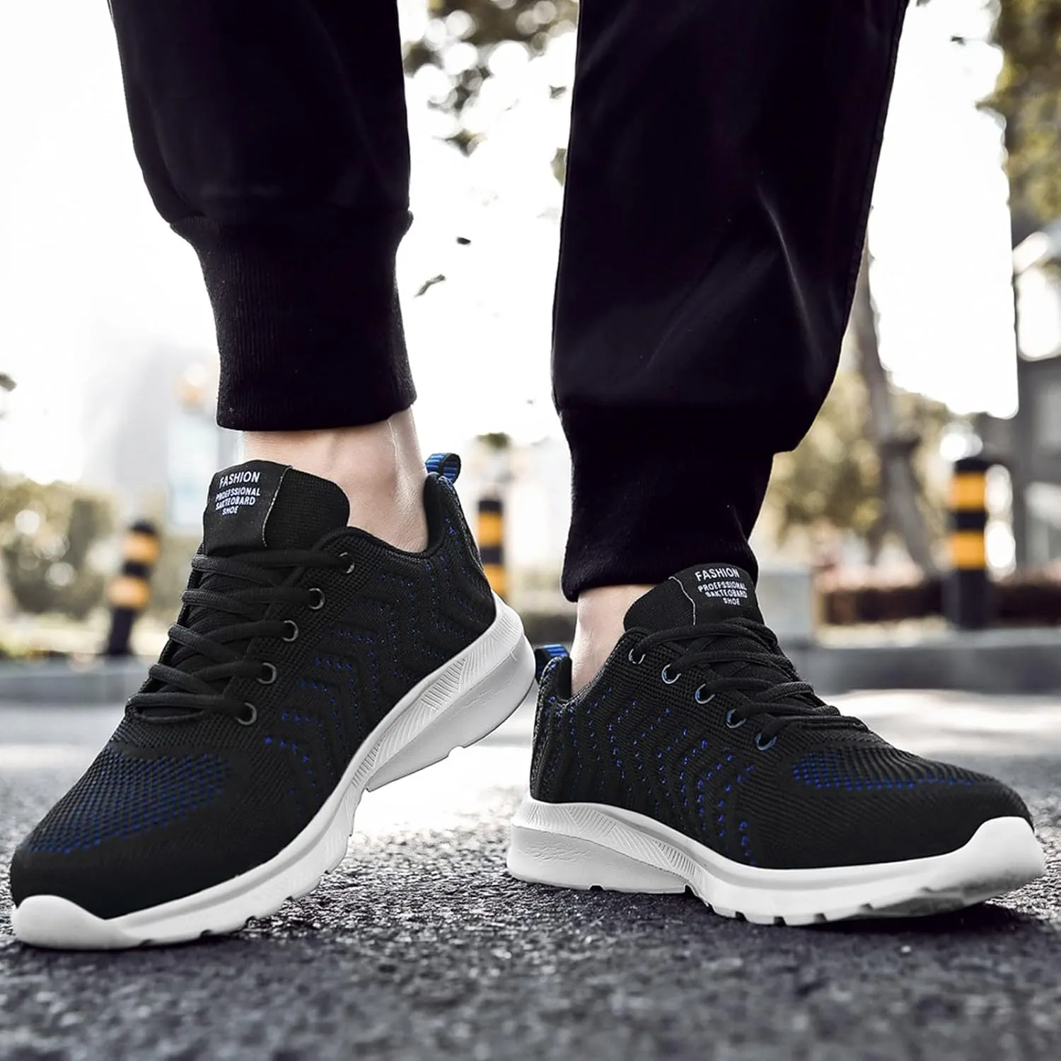 Mens Comfortable Running Shoes with Cushion Breathable Mesh Knit Arch Support Shoes for Men with Durable Comfy Thick Sole,Lace Up Casual Daily Work School Shoe Gym Fitness Footwear