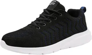 Mens Comfortable Running Shoes with Cushion Breathable Mesh Knit Arch Support Shoes for Men with Durable Comfy Thick Sole,Lace Up Casual Daily Work School Shoe Gym Fitness Footwear