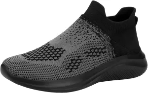 Mens Comfy Sports Shoes with Arch Support Summer Breathable Cushion Slip on Running Shoes Mid Top Cushioned Basket Sneakers Non-Slip Thick Soft Sole for Daily Work Long Standing