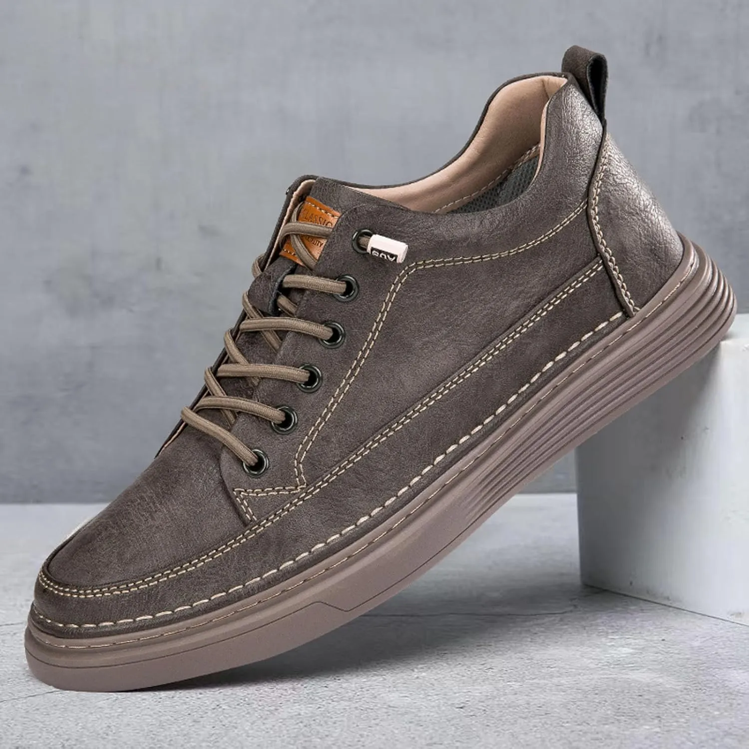 Mens Fashion Sneakers Elevator Shoes Invisible Height Increasing Sneakers-Extra 2.36 Inches Fashion Dress Oxford All-Weather