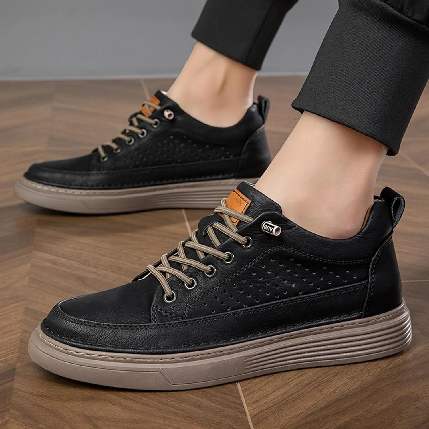 Mens Fashion Sneakers Elevator Shoes Invisible Height Increasing Sneakers-Extra 2.36 Inches Fashion Dress Oxford All-Weather