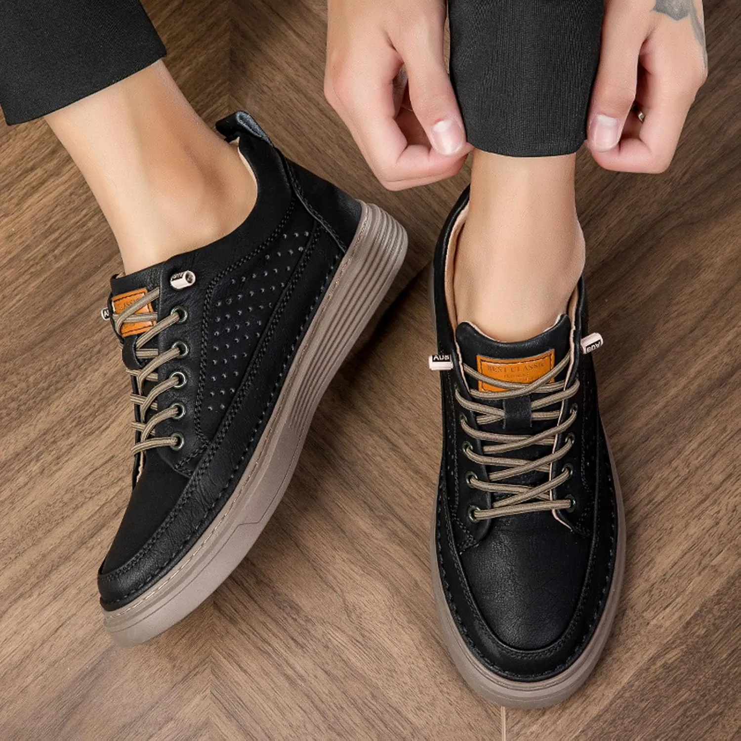 Mens Fashion Sneakers Elevator Shoes Invisible Height Increasing Sneakers-Extra 2.36 Inches Fashion Dress Oxford All-Weather